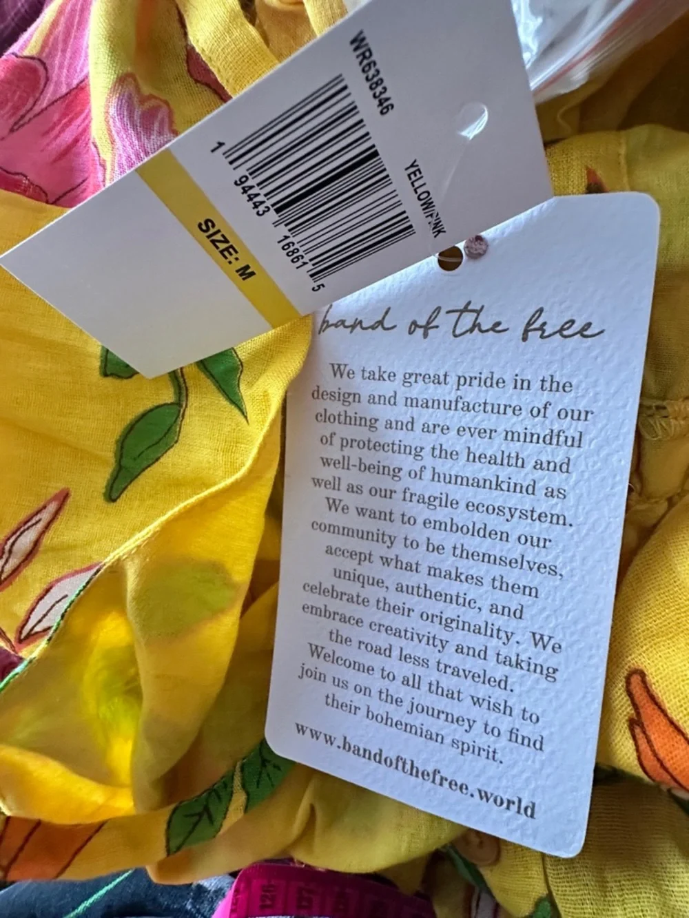 NWT Band of the Free Yellow and Pink Floral Sundress boho festival vibes- MEDIUM - Picture 9 of 13